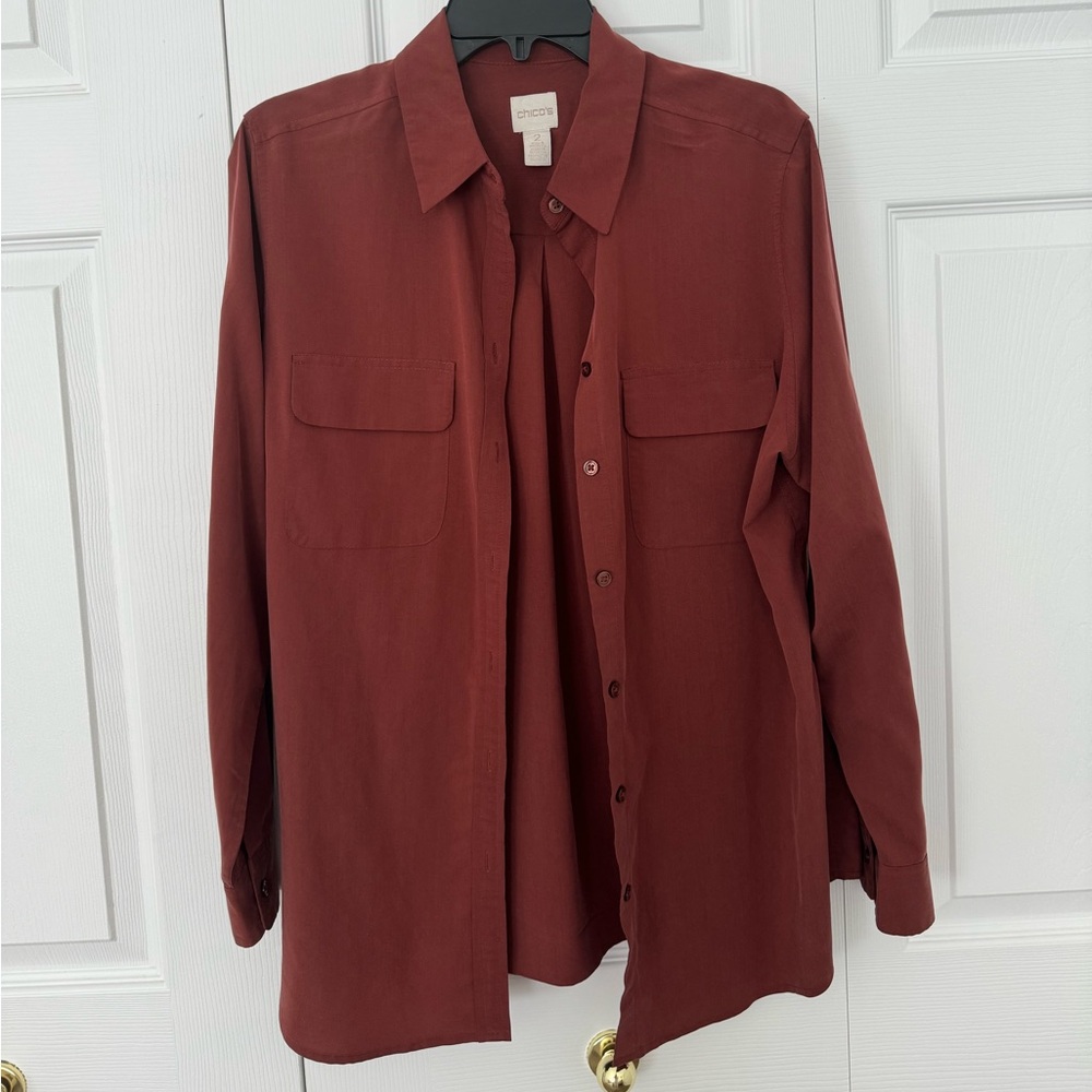 Chicos burnt orange button up